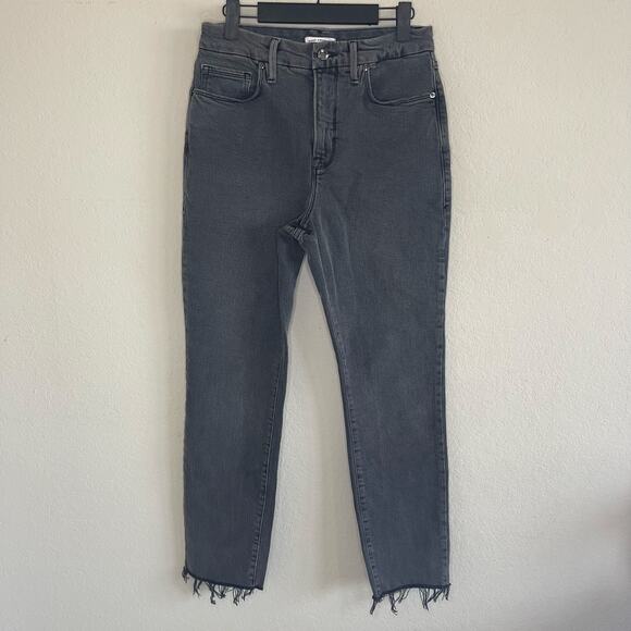 Good American Good Classic Raw Hem Jeans Washed Black - Size 8/29 - Picture 4 of 7